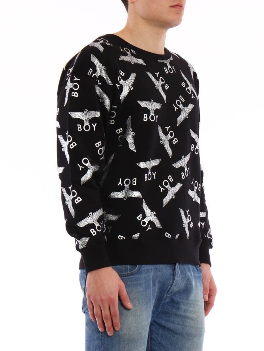 BOY London Black/White "Boy Repeat" Eagle Logo Sweatshirt N254-38